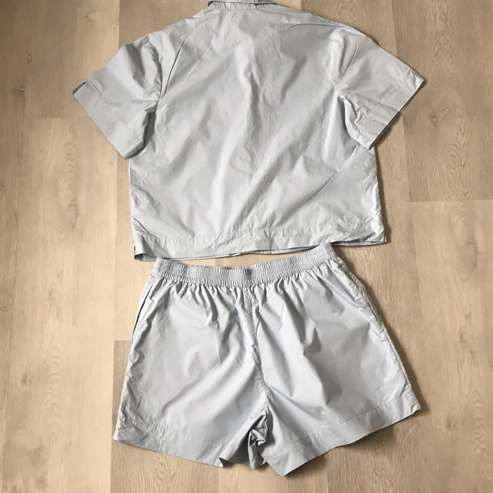 DARLING MATCHING SHORT SET BLUE POPLIN CAMP SHIRT M/L